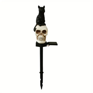 NNETM Haunted Glow: Solar-Powered Skull Lawn Ornament