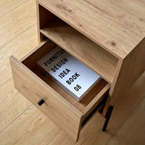 NNETM Wood Bedside Cabinet - Quiet Glide Drawers