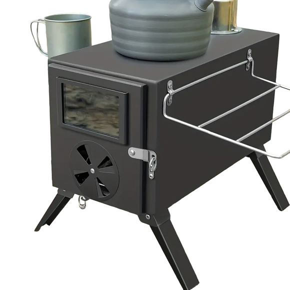 NNETM Portable Wood Burning Tent Stove - Black