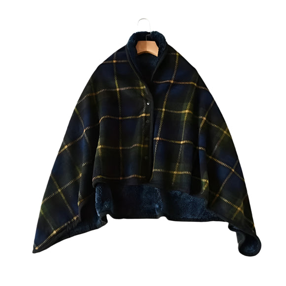 NNETM Wearable Plaid Blanket Fleece Shawl for Winter