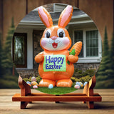 NNETM Carrot & Happy Sign Inflatable Easter Bunny