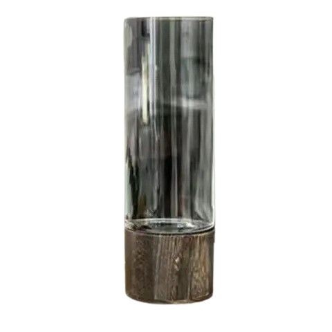 NNEOBA Elegant European Glass Vase with Wooden Base