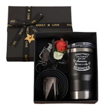 NNETM Men's Gift Set with Wallet Belt Keychain (6pcs)