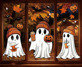 3-Piece Autumn Halloween Window Stickers of Cute Ghost