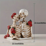 NNETM Rose Skull Figurine Holding Hands Halloween Decor