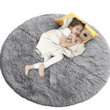 NNETM Cozy Gray Fluffy Round Rug - 120x120cm | Ultra Soft Shaggy Area Rug