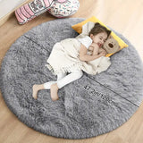 NNETM Cozy Gray Fluffy Round Rug - 120x120cm | Ultra Soft Shaggy Area Rug