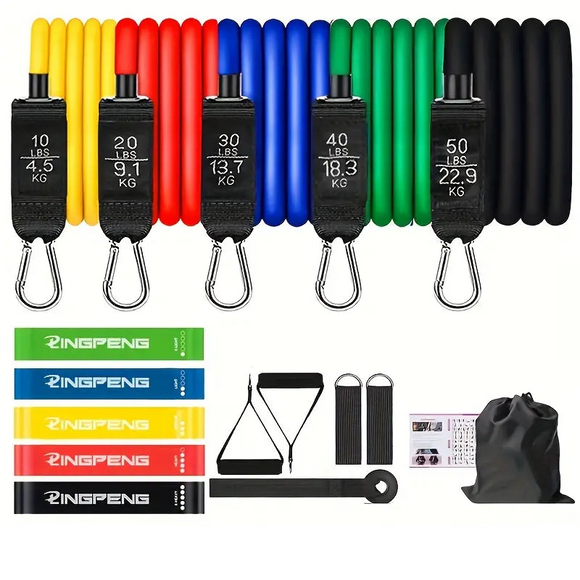 NNETM 16pcs Resistance Bands Set with Handles - 5 Tube Fitness Bands
