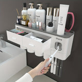 NNETM Wall Mounted Toothbrush Holder with Toothpaste Dispenser