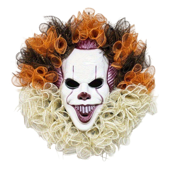 NNETM Halloween Joker Mask Wreath Horror Party Decor