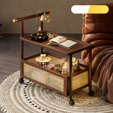 NNETM Golden Mobile Side Table with Wheels and Storage