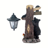 NNETM Solar Resin Bear Statue with LED Lights