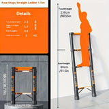 NNETM Telescoping Ladder Heavy-Duty with Shelf