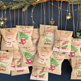 Christmas Kraft Paper Gift Bags with Snowflake Stickers