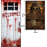 182 X 72Cm Door Sticker Garage Sticker, Welcome Bloody Hand Design, Halloween Decoration Party Decor
