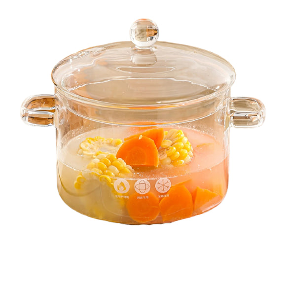 NNETM Amber Glass Soup Pot with Lid