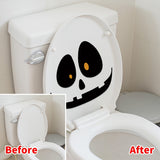 1pc of Self-adhesive Removable PVC Toilet Lid Sticker, Halloween Decoration with Scary Skull Expression Pattern, Self-adhesive Removable PVC Bathroom Decoration Toilet Sticker, Home Decor