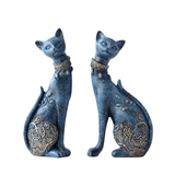 NNEOBA Set of 2 Decorative Resin Cat Statues for Home Decor & Creative Wedding Gifts