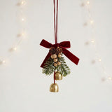 Christmas Hanging Ornament with Red Velvet Bow and Bell