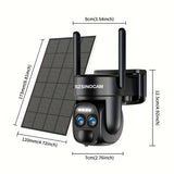 NNETM Dual-Lens Solar Security Camera with 8X Zoom