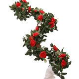 NNEOBA Silk Artificial Rose Vine Hanging Flowers - Red Rattan Garland