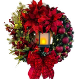 NNEOBA Christmas Wreath with Lantern and Bow