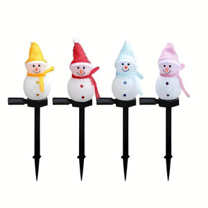 NNETM Radiant Solar Snowman Quartet: Festive Ground Plug-in Lights
