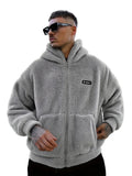 NNETM Men's Plush Hooded Zip Cardigan