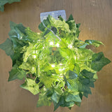 5M Artificial Leaf LED String Lights – 50 LED Warm White Battery-Powered Garland