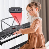 NNEDPE 61-Key Electronic Piano Keyboard 75cm with Stand - Black