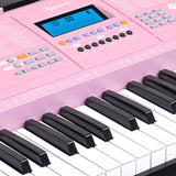 NNEDPE 61-Key Electronic Keyboard Piano Music with Stand - Pink