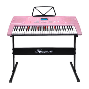 NNEDPE 61-Key Electronic LED Piano Keyboard with Stand - Pink