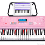 NNEDPE 61-Key Electronic LED Piano Keyboard with Stand - Pink