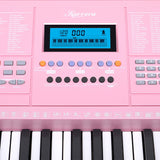 NNEDPE 61-Key Electronic LED Piano Keyboard with Stand - Pink