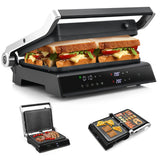 NNECW 3 in 1 Indoor Grill with Nonstick Grill Plates & Removable Drip Tray