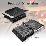 NNECW 3 in 1 Indoor Grill with Nonstick Grill Plates & Removable Drip Tray