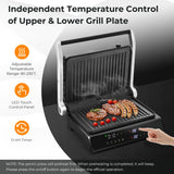 NNECW 3 in 1 Indoor Grill with Nonstick Grill Plates & Removable Drip Tray