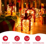 NNECW Set of 3 Christmas Lighted Gift Boxes with Waterproof Plug