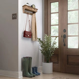 NNETM Rustic Elegance: Wall-Mounted Coat Rack with Shelf and Vintage Hooks