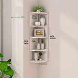NNETM 5-Layer PVC Corner Wall Shelf Bookshelf Organizer