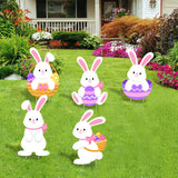 NNETM 5pcs Waterproof Bunny and Easter Eggs Yard Signs