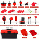 35-Piece Car Detailing Cleaning Kit – Drill Brush Attachments, Detailing Brushes & Storage Toolbox for Interior & Exterior Care