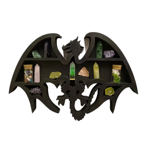 NNETM Dragon Guardian: Handcrafted Wooden Crystal Wall Display