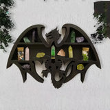 NNETM Dragon Guardian: Handcrafted Wooden Crystal Wall Display