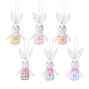 NNETM 6pcs Easter Bunny Plush Decorations with Bow Ties