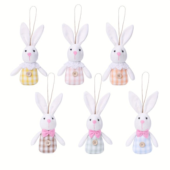 NNETM 6pcs Easter Bunny Plush Decorations with Bow Ties