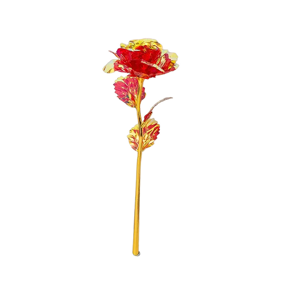 NNETM Golden Foil Artificial Roses - Set of 10 Rose Red Flowers