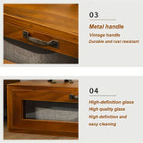 NNEOBA Vintage Wooden Desk Organizer with Glass Drawer - Double Drawer Size