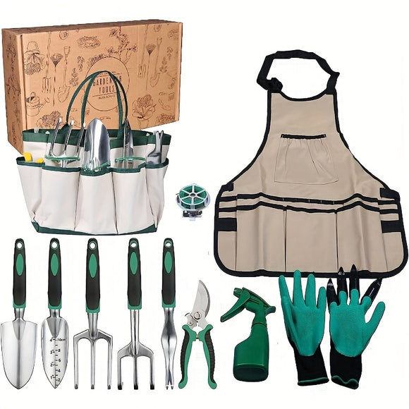 NNETM Garden Tools with Apron and Gloves Set (11pcs)