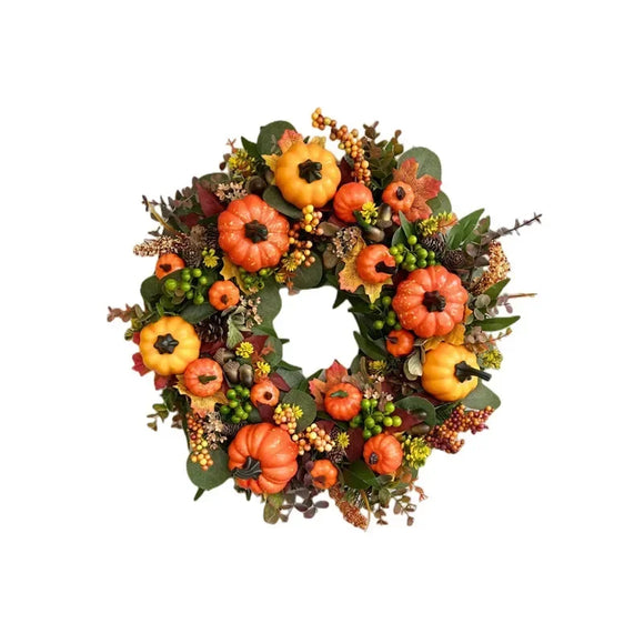 NNEOBA Christmas Autumn Berry Pumpkin Front Door Wreath